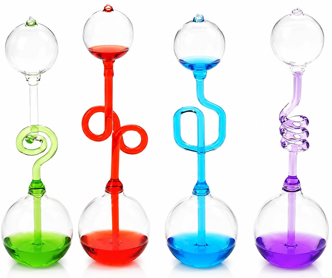 4Pcs Colorful Office Thinking Hand Boiler, Trasferimento di energia in vetro, Esperimento scientifico per bambini, Love Birds Color Meter Caldaia, Termometro a spirale in vetro Museo Giocattoli Regali