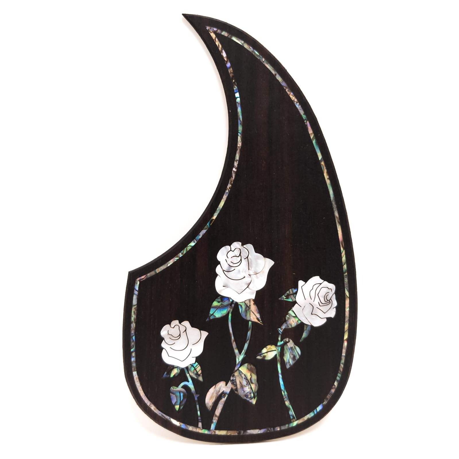 Battipenna per chitarra acustica in legno massello con intarsio in abalone e rosa Whisper autoadesivo per Martin D-45, adatto alla maggior parte dei modelli da 101,4 a 104 cm, per modelli da 91,4 cm