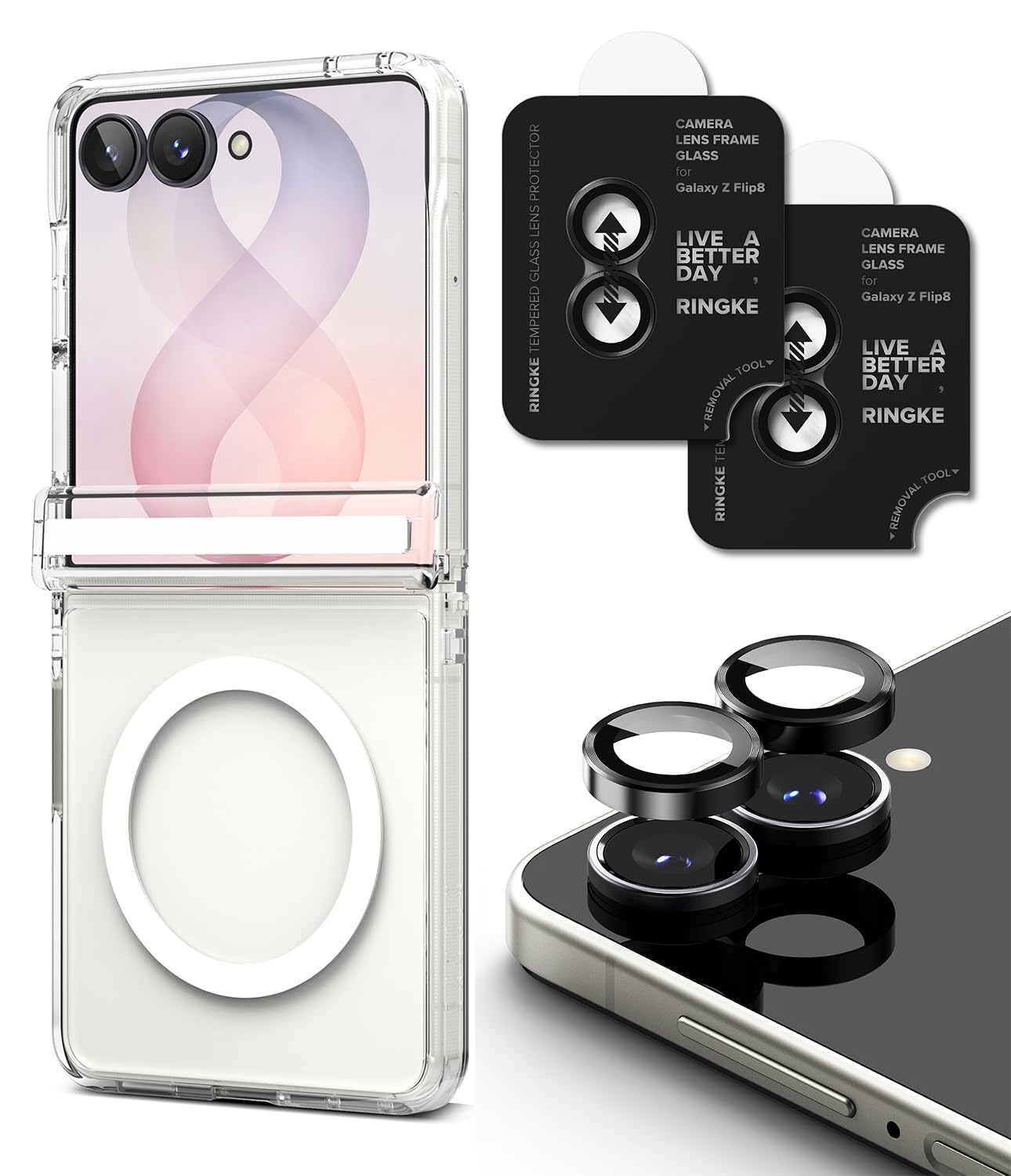 Ringke Funda y Protector Cámara para Galaxy Z Flip 8