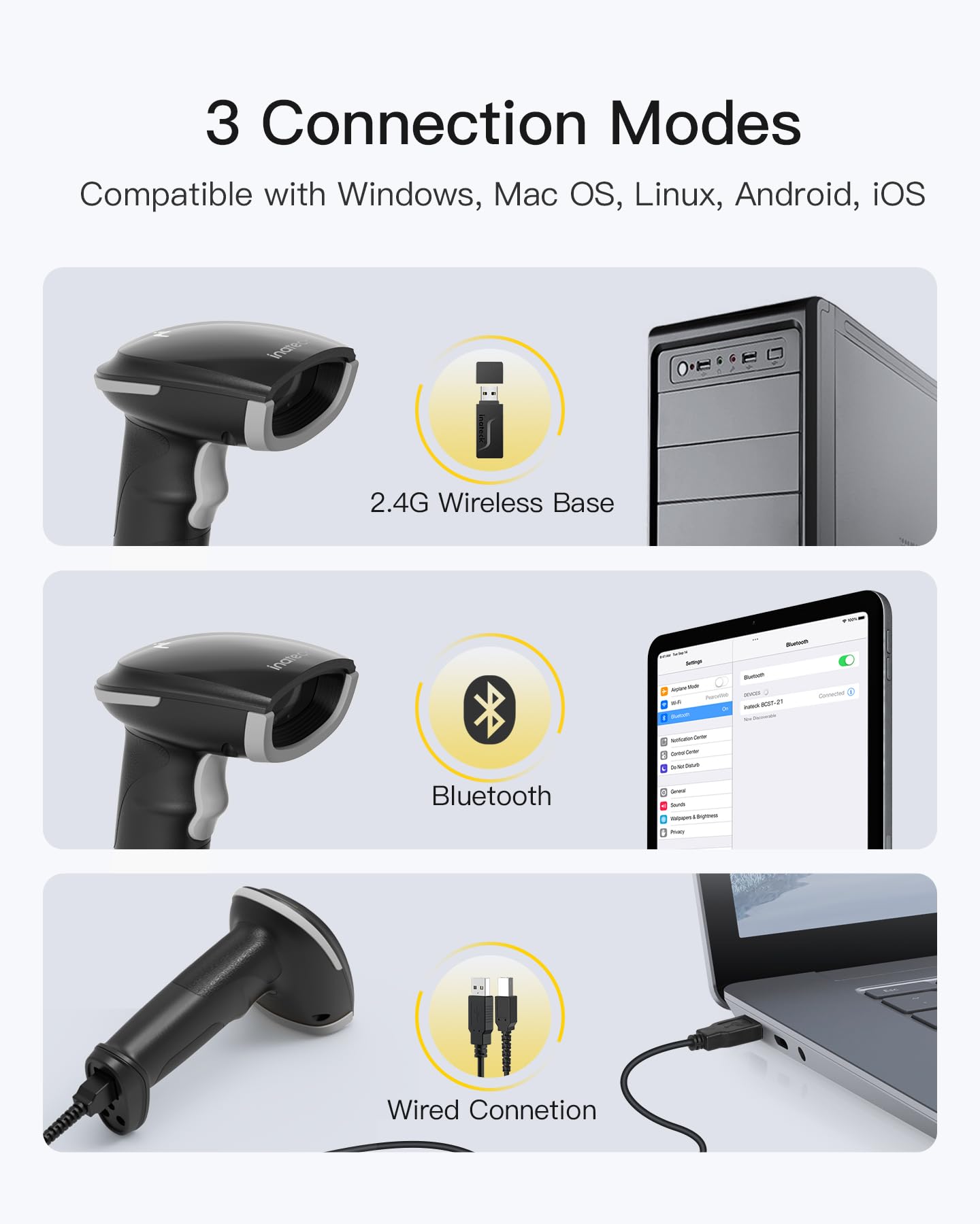 Bluetooth Wireless Barcode Scanner | 1D/2D 2.4GHz USB Barcode Scanner | – Official DE Bluetooth Wireless Barcode Scanner | 1D/2D 2.4GHz USB Barcode Scanner | – Official DE