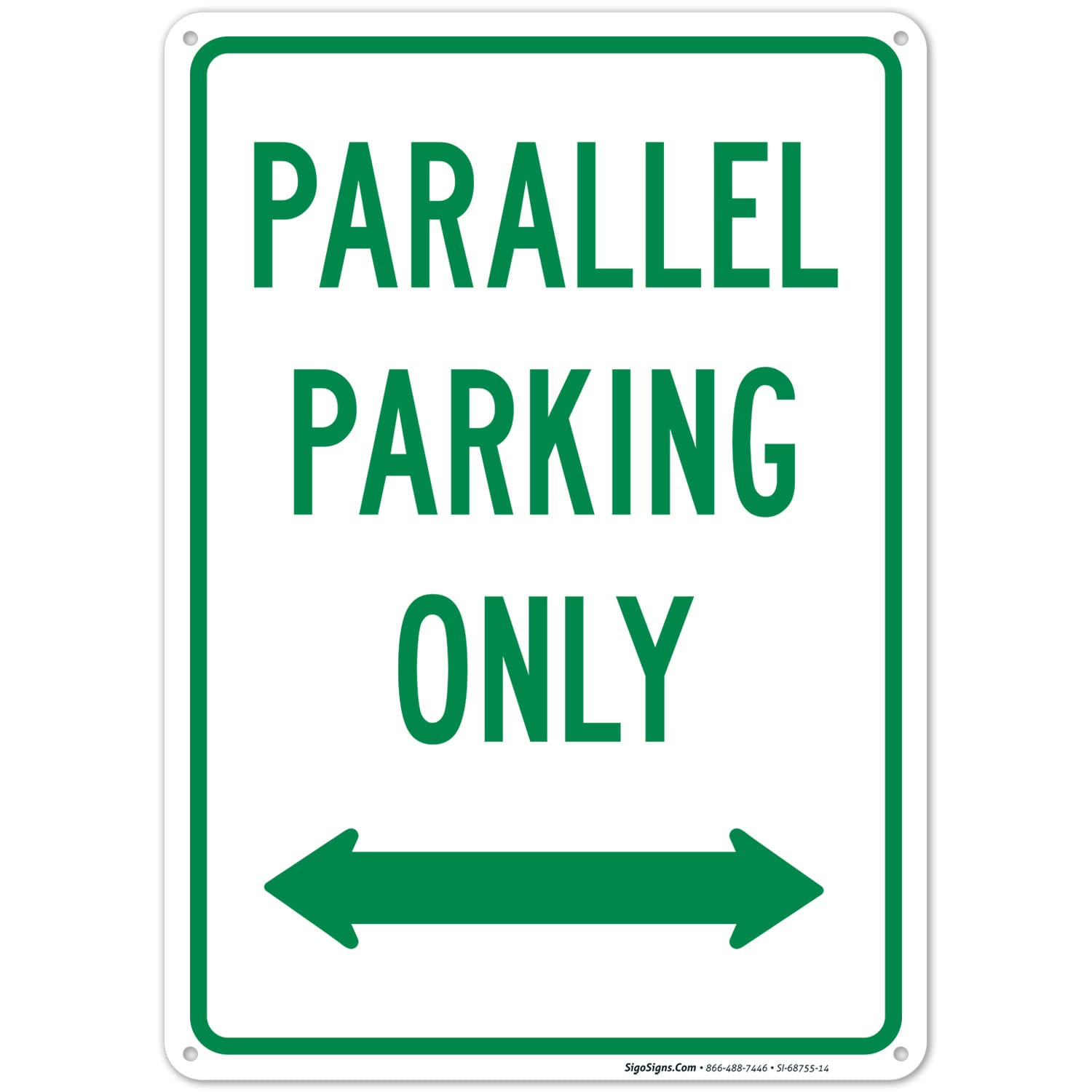 Parallel Parking Only with Bidirectional Arrow, 10x14 Inches, Rust Free .040 Aluminum, Fade Resistant, Made in USA