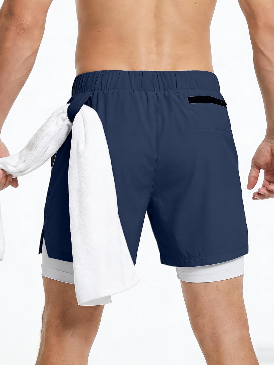 Men's 2 in 1 Running Shorts Quick Dry Gym Workout Tennis Training Basketball Sports Athletic Shorts with Pockets
