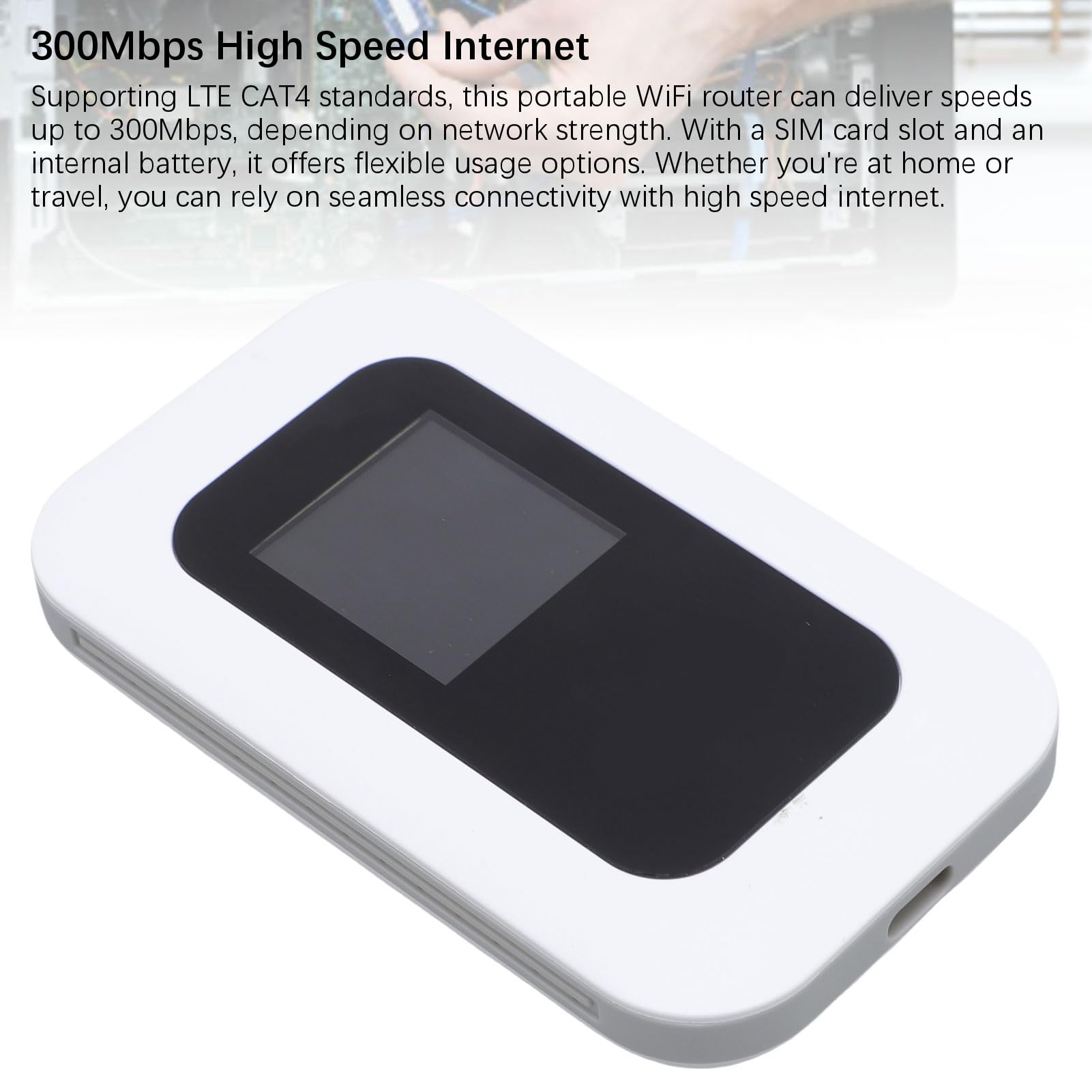 Sxhlseller 4G LTE Wi -Fi Mobile Hotspot, 300 Mb/S Szybki Urządzenie Sieciowe Bezprzewodowe, Podłącz do 10 urządzeń, Kieszonkowy Router 4G do Podróży Kemping