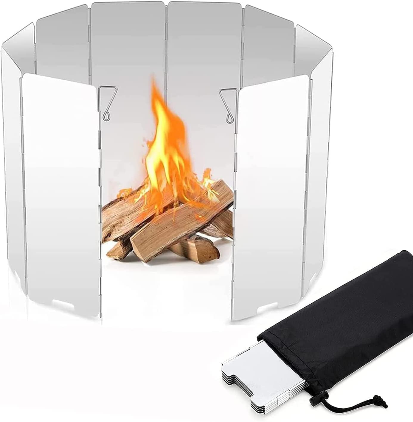 Camping Stove Windshield 10 Plates Camp Stove Windshield, Folding Wind Protection Aluminum Lightweight Compact Camping Burner Stove Windscreen-image-4