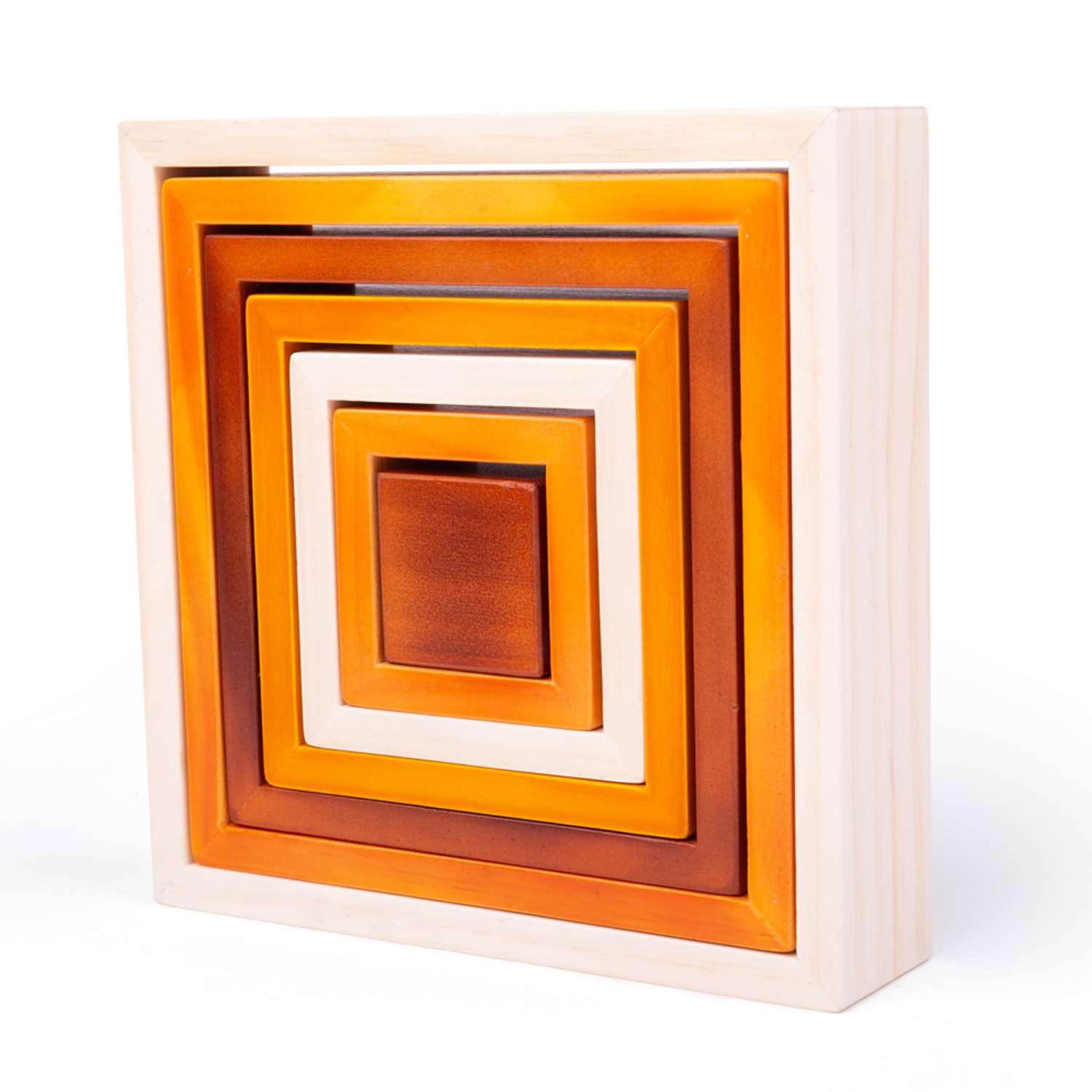 Bigjigs Toys Holz-Stapelwürfel – 7-teiliges natürliches Holz-Stapelspielzeug, quadratische Stapelwürfel, Kinderzimmerzubehör, ineinanderschiebbare und stapelbare Blöcke für Kleinkinder ab 18 Monaten.