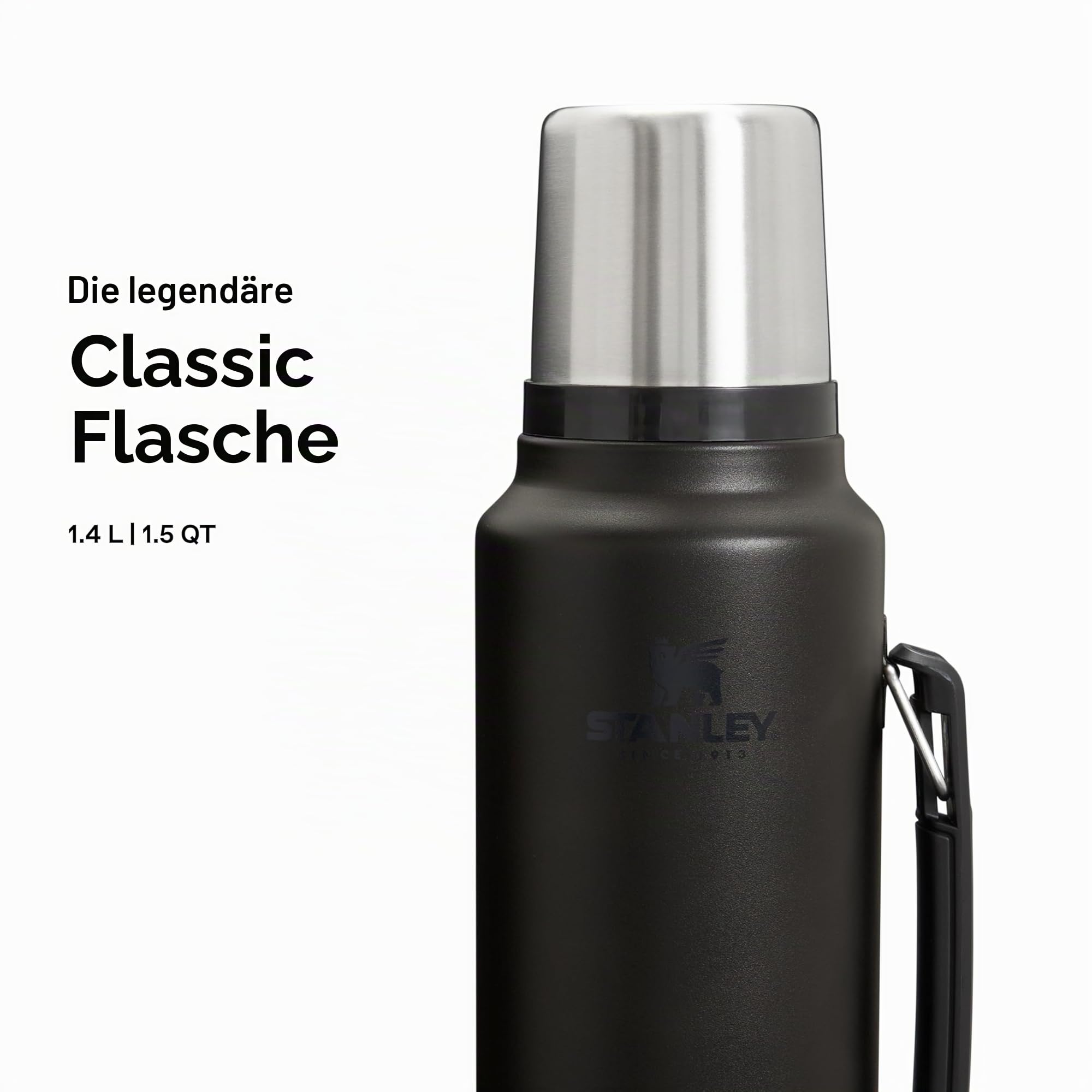 Stanley Classic Legendary Thermosflasche - Thermos Hält 40 Stunden Heiß Oder Kalt - Edelstahl Thermoskanne - BPA-Frei - Spülmaschinenfest - Black 2.0 1400 ml – Bild 3