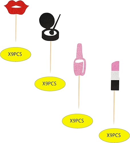 Miniatura 3 de Arthsdite 36 piezas de maquillaje para magdalenas, para fiestas, spa, fiestas, maquillaje, cumpleaños, labios, cupcakes, para niña, cumpleaños,