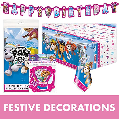Pink Skye Paw Patrol Party Supplies And Decorations For Girls Birthday Party, Features Skye And Everest, Serves 16 Guests, Includes Tableware And Decor With Table Cover, Banner, Plates, Napkins & More #TOP3