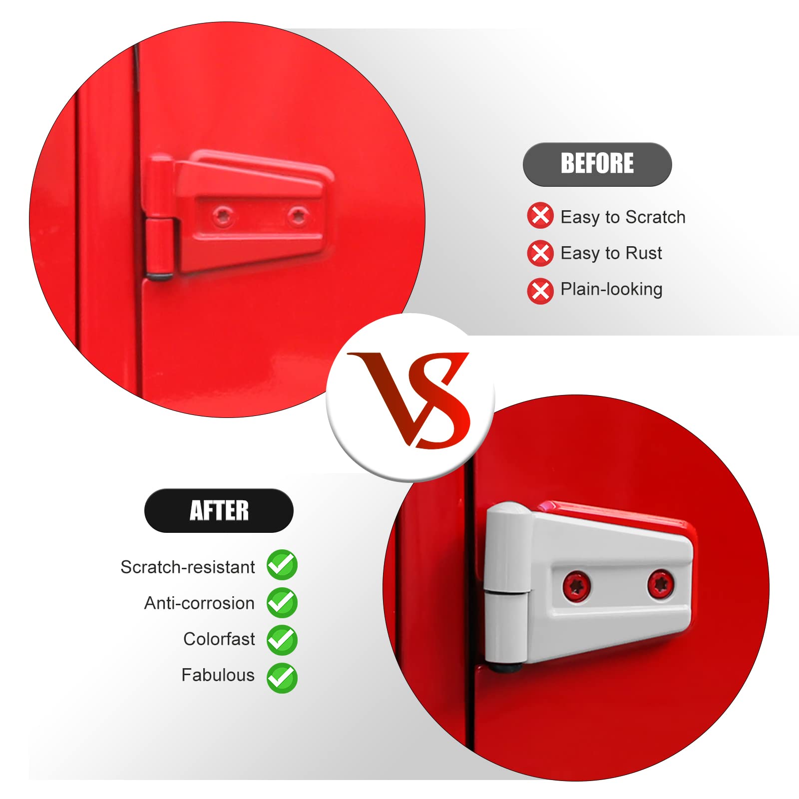 CheroCar for Jeep JK Door Hinge Covers Protector Fits for Jeep Wranlger Unlimited Rubicon Sahara Sports Accessories 2007-2018 JK JKU 8pcs,White