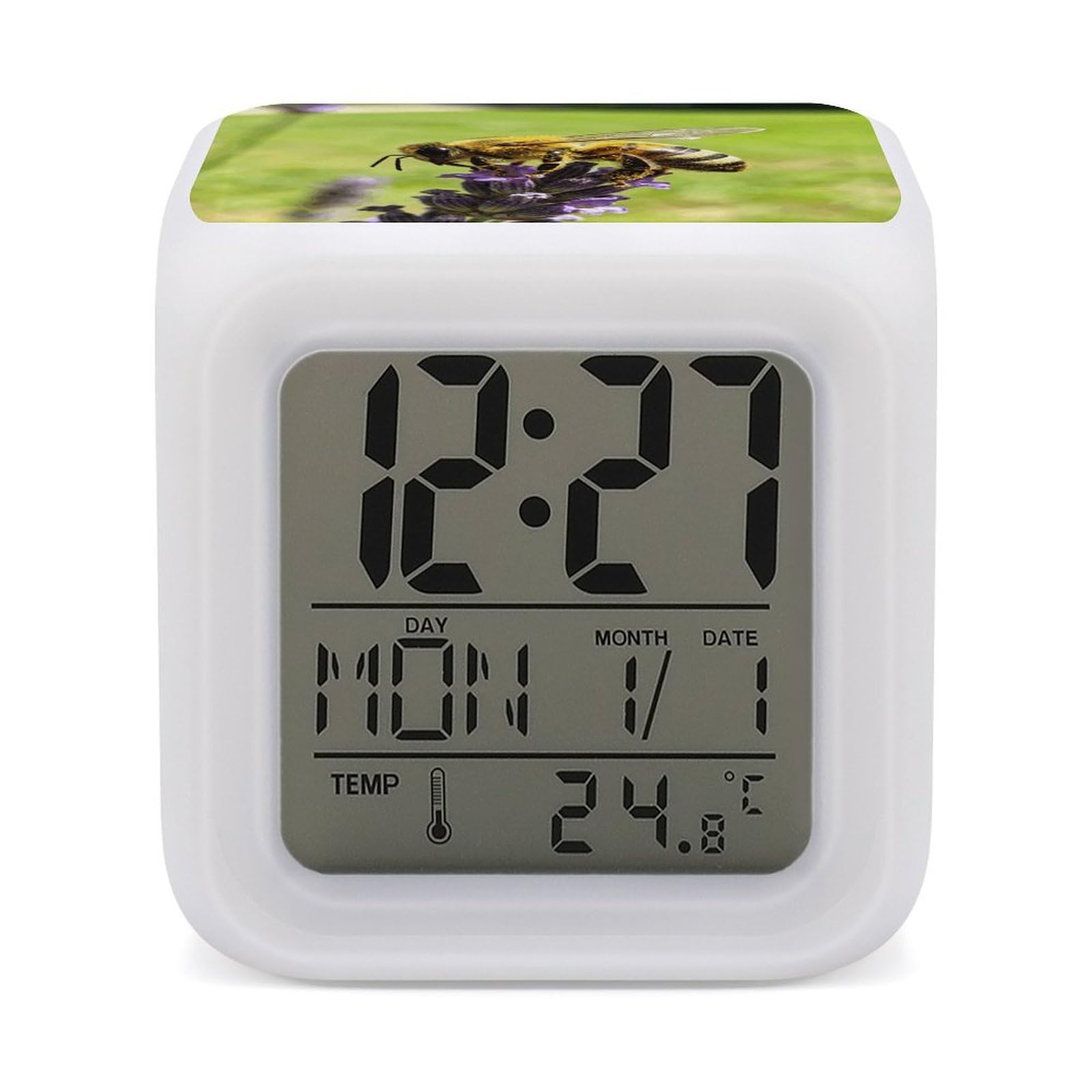 VstaDank Bees Alarm Clock Alarm Clock with 7 Color Changing Digital Clocks for Bedrooms Sleep Training Clocks with Large Display for Office Kitchen Living Room
