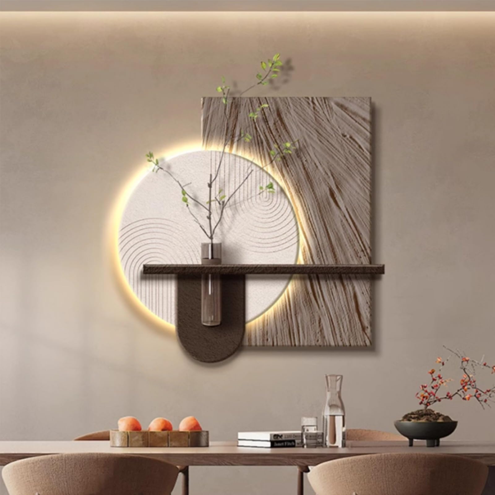 Arte de pared 3D con luces, decoración de pared con iluminación LED