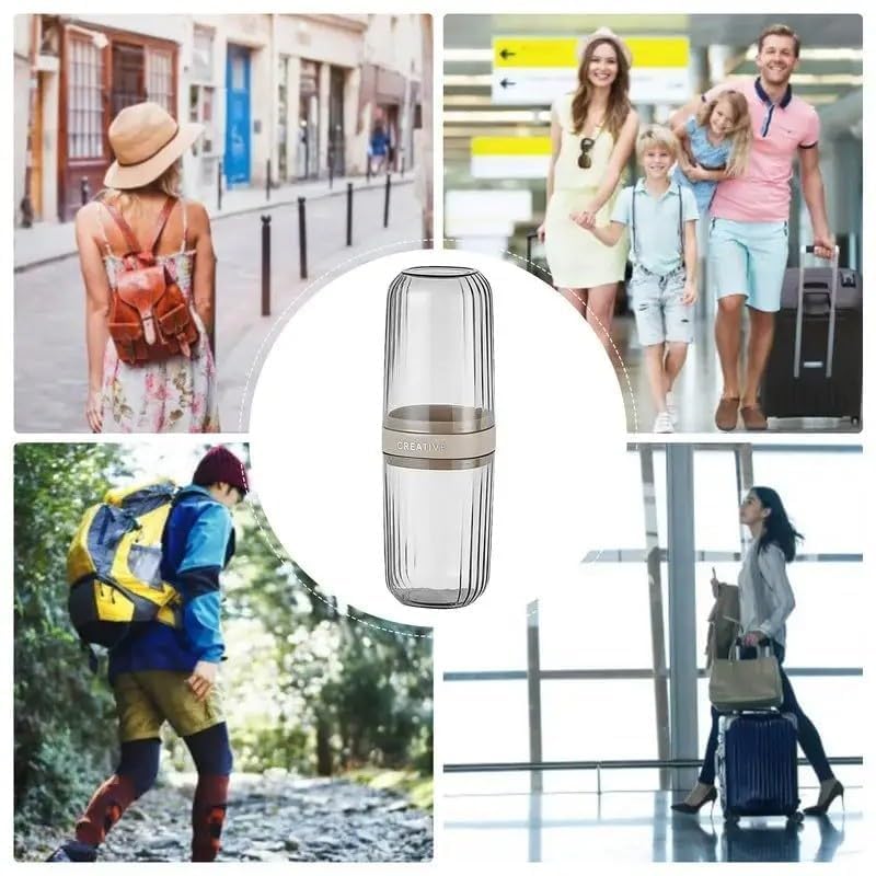 Image of Portable Transparent Toothbrush Travel Case - Anti-Bacterial Toothbrush Cover, Portable Holder for Home & Travel (1, Cream)