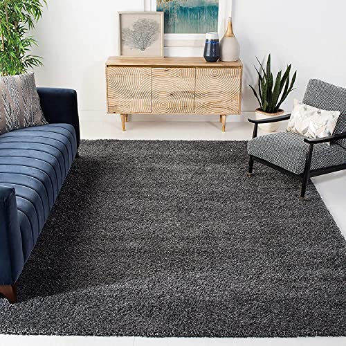 Naze Modern Micro Polyster Soft Fibe Fluffy Carpet, Runner for Office Hall, Bedroom.Color-Dark Grey Size 5x7 feet