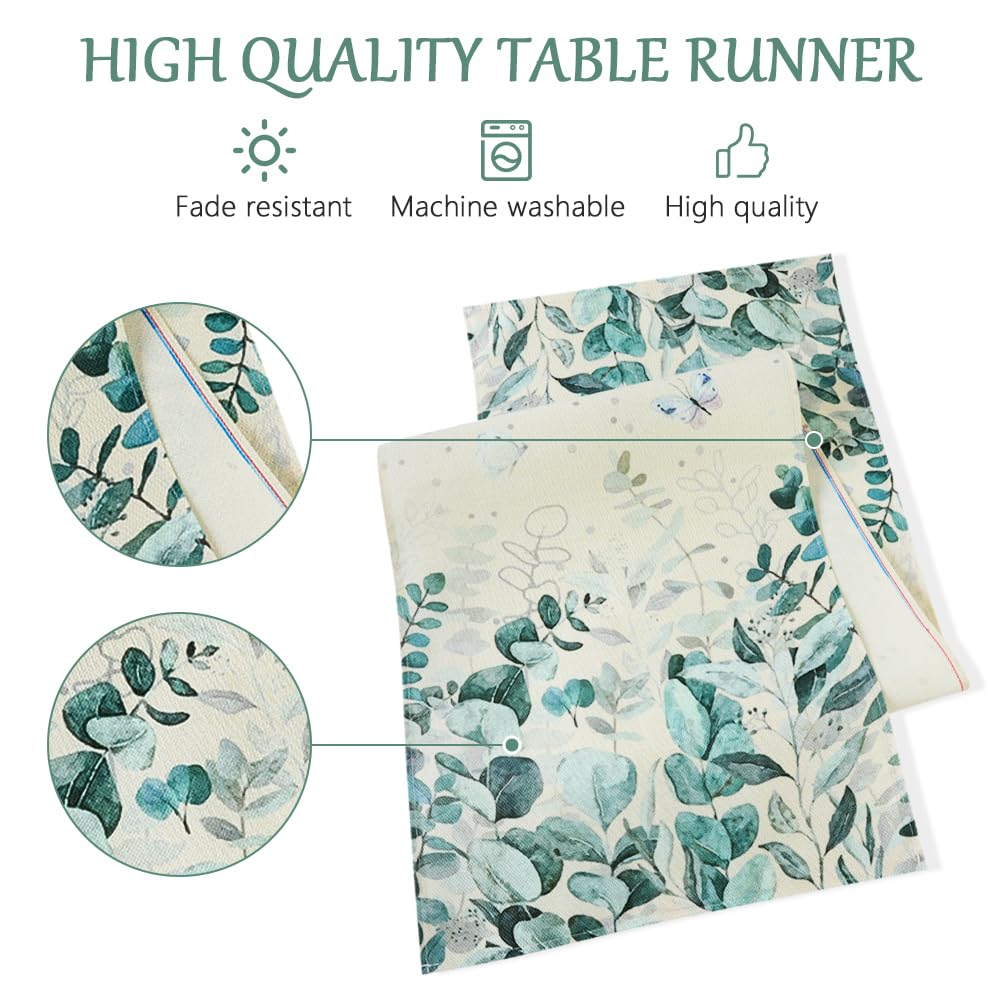 AUAUY Butterfly Eucalyptus Leaves Table Runner - Image 2
