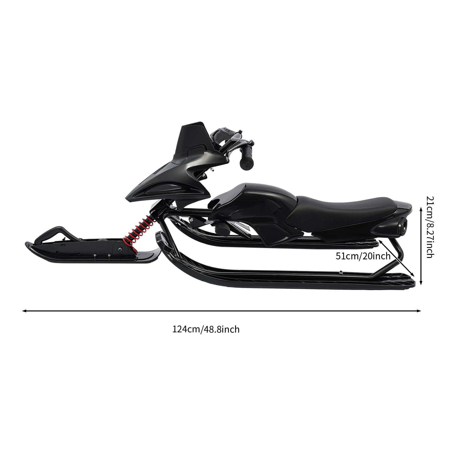 Luge à neige pour enfant - Noir - Cadre en fer avec patins en polyéthylène - 60 kg - Ski