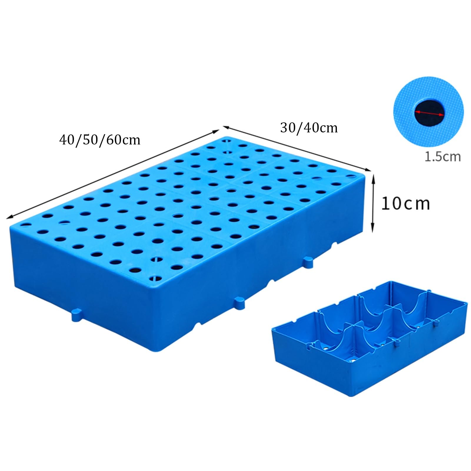 Pallet in plastica antiscivolo, confezione da 5 cuscinetti a griglia blu, 50 x 30 x 10 cm, resistenti per uso interno/esterno, perfetti per animali domestici e carichi pesanti, soluzioni di magazzino
