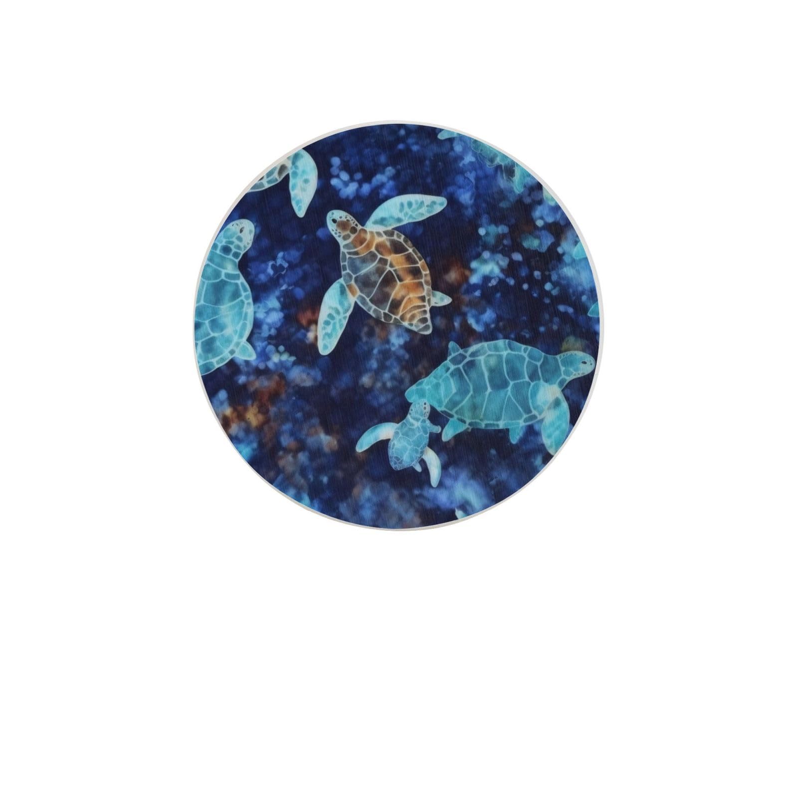 Sea Turtle Absorbent Drink Coasters Diatomaceous Round Coaster 4 Inch Reusable Cup Coasters Set 4pc