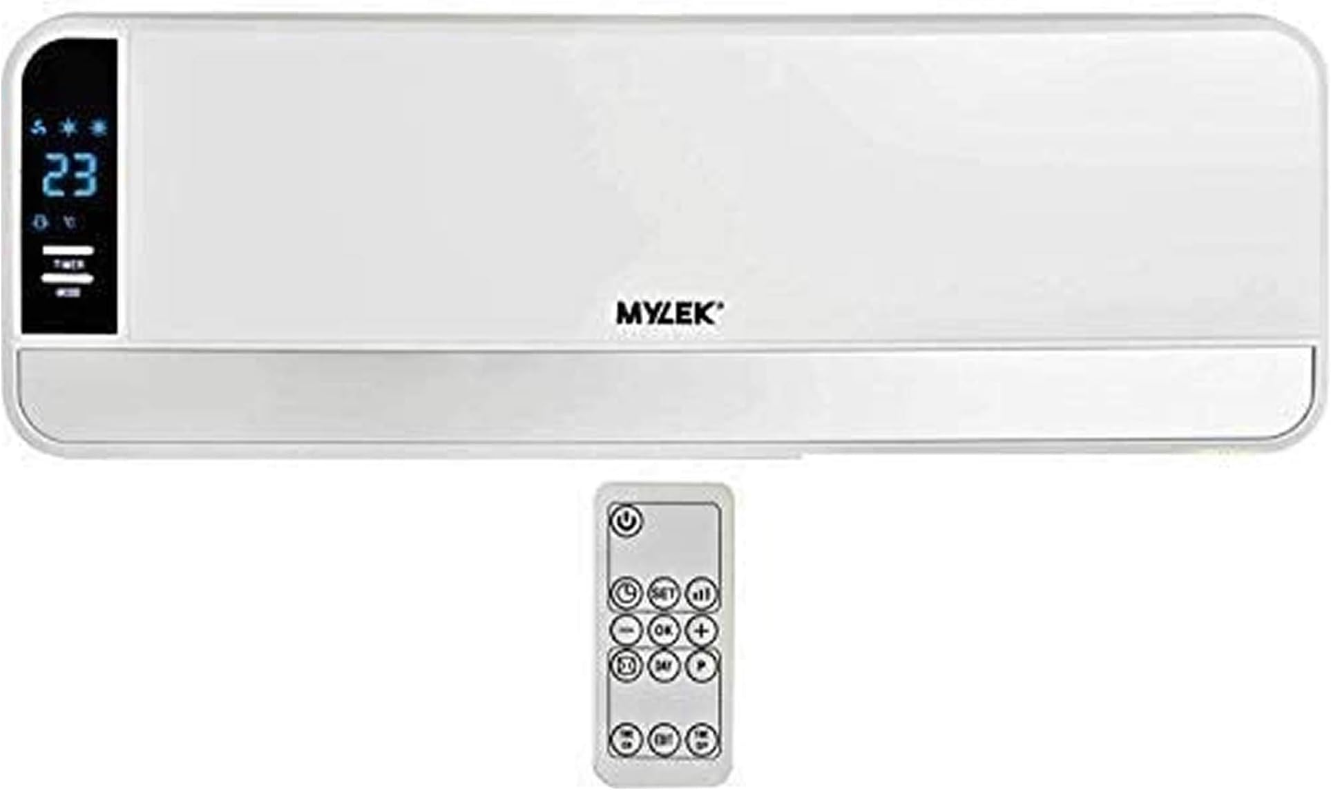MYLEK 2kW Luxury Electric Over Door Heater/Fan Air Curtain with Thermostat, LED Display, Timer & Remote Control - ErP Compliant