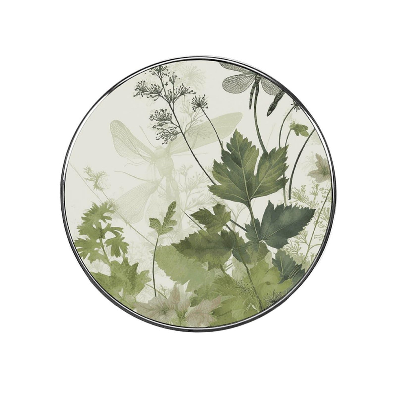 Foliage and Herbs with Dragonflies Winged Fridge Magnet Magnetic Refrigerator Magnets Mini Round Kitchen Fridges Magnets for Kitchen Office Whiteboard Cabinet and Dishwasher