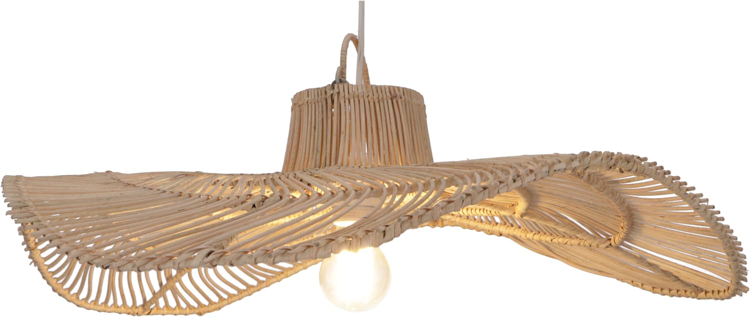 GURU SHOP Deckenlampe handgemacht aus Rattan, modern, Bali, Galanga | Schöne Hutform, geflochtenes Design, zaubert Schattenmuster, natürliche Materialien, ideal für Wohnräume.