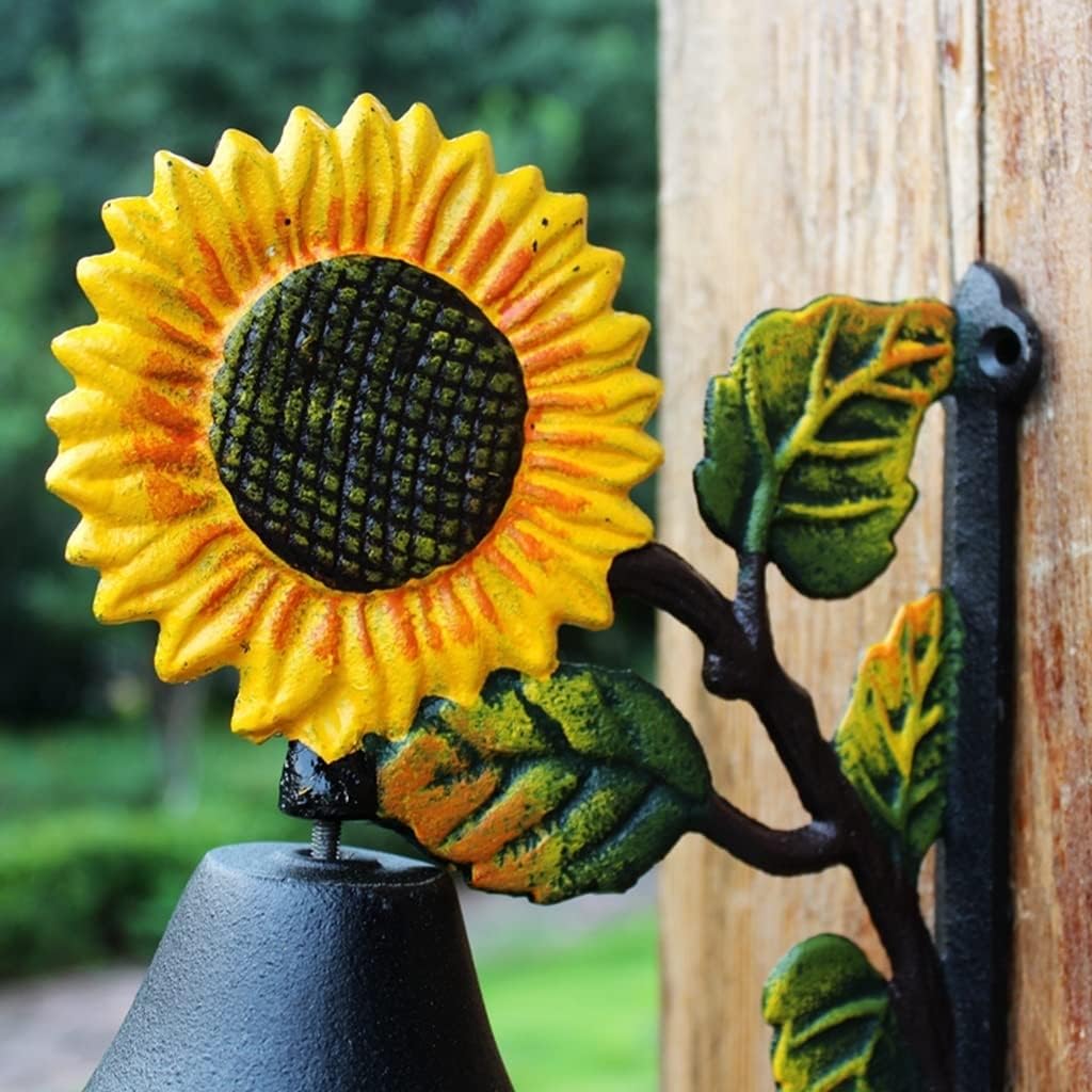 Cast Iron Doorbell, Sunflower Welcome Decoration Wall Mounted Call Bell, Hanging Garden Courtyard Antique Doorbell