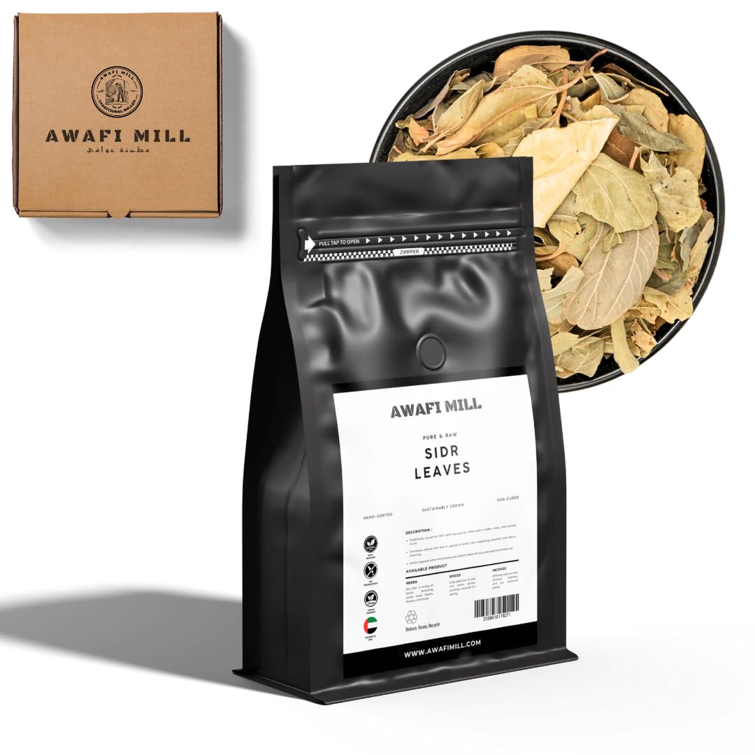 AWAFI MILL Sidr Leaves (Ziziphus spina-christi) | Gentle Hair Rinse | Clean Green, Mildly Sweet Aroma - 500 g | 17.6 Oz