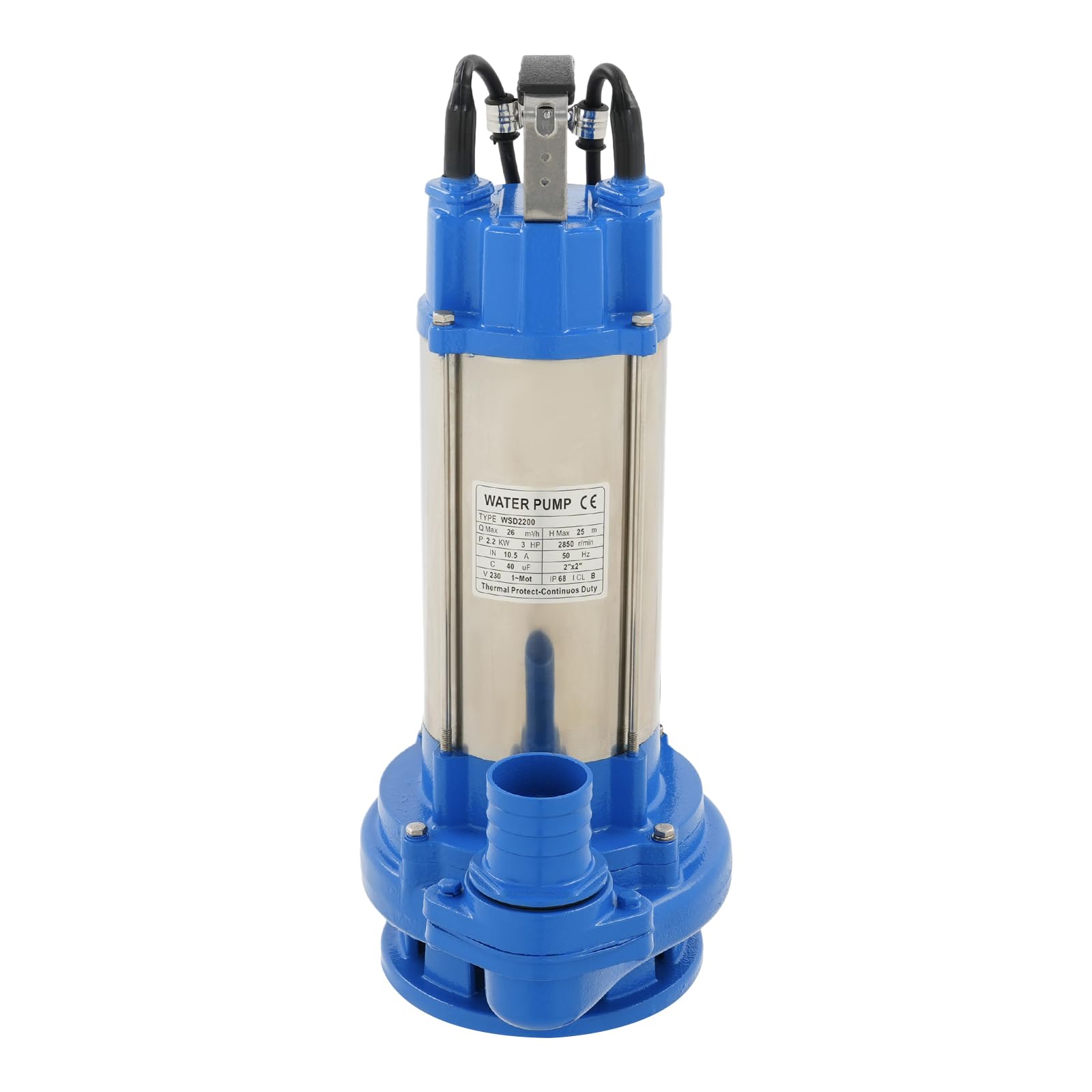 Pompa zanurzeniowa do brudnej wody z przełącznikiem pływakowym, pompa zanurzeniowa 2200 W, 26000 l/h, pompa zanurzeniowa do brudnej wody, maks. skok 25 m, pompa wodna IP68, idealna do pompowania wody