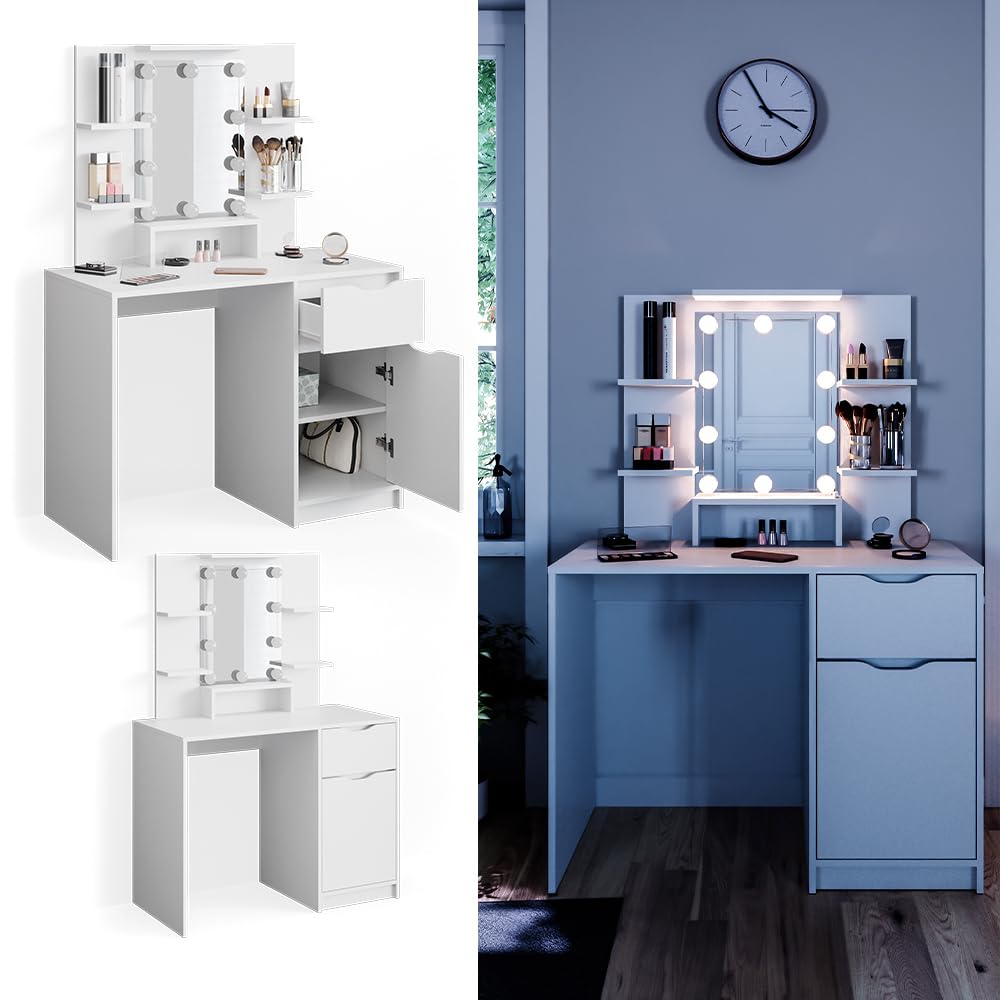 Coiffeuse Sherry Cachemire 120cm avec miroir, tabouret & éclairage LED Vicco | Cachemire | avec miroir, tabouret & chaîne LED | 406673146595803