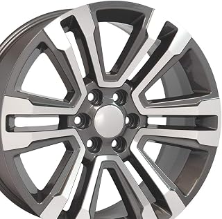 OE WHEELS CV44 22x9 Denali Style Wheels - Gloss Gunmetal 22 Inch Rims Set of 4, 6x139.7 Wheels - Optional TPMS & 285/45R22 Tires and Rims Packages - Fits GM Trucks & SUVs (Set of 4)