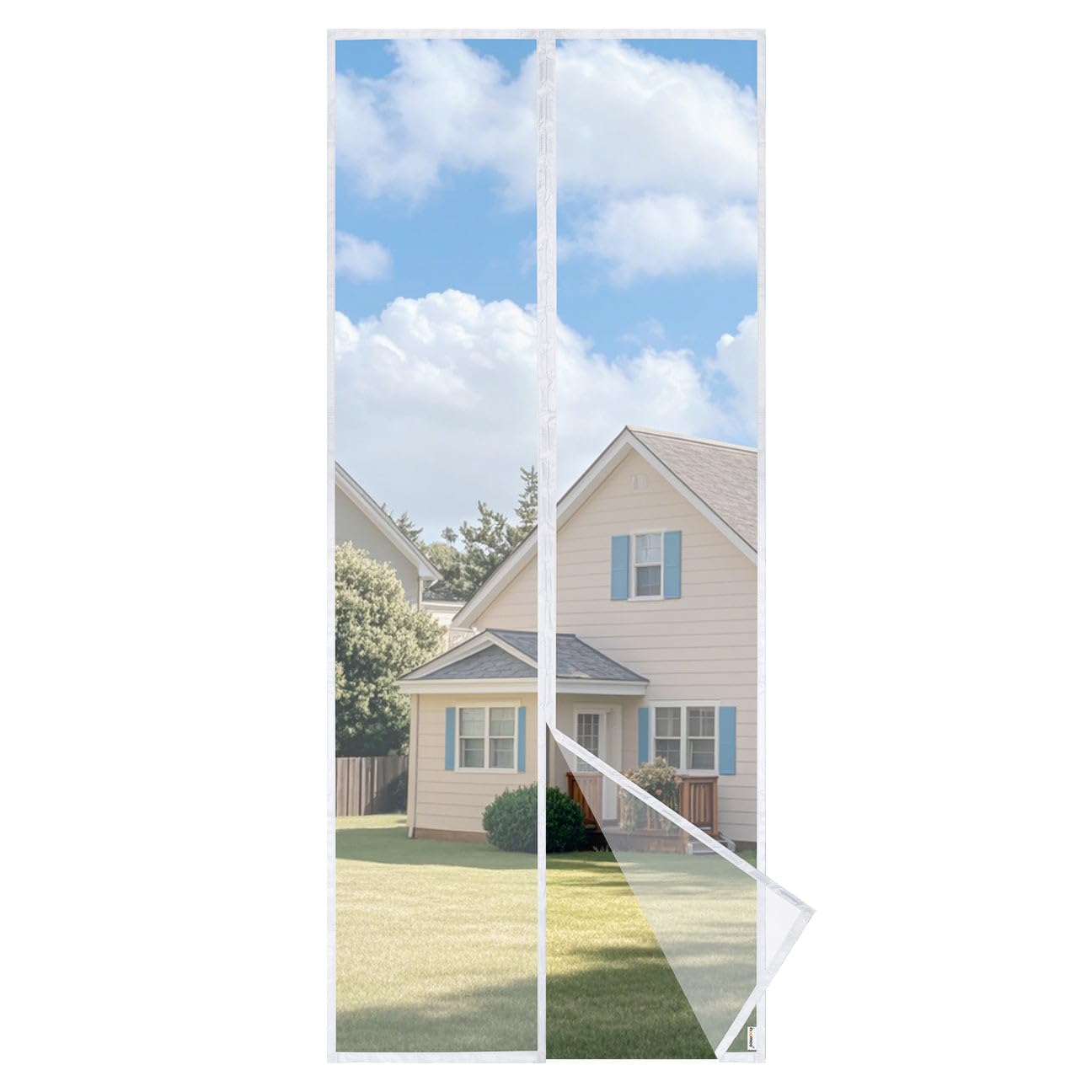 HOOMEE Zanzariera per Porta, Tenda Magnetica per Porte Finestre e Patio, Magneti Potenti per una Perfetta Chiusura Automatica, Installazione Facile senza Foratura (90x210CM, Bianco)