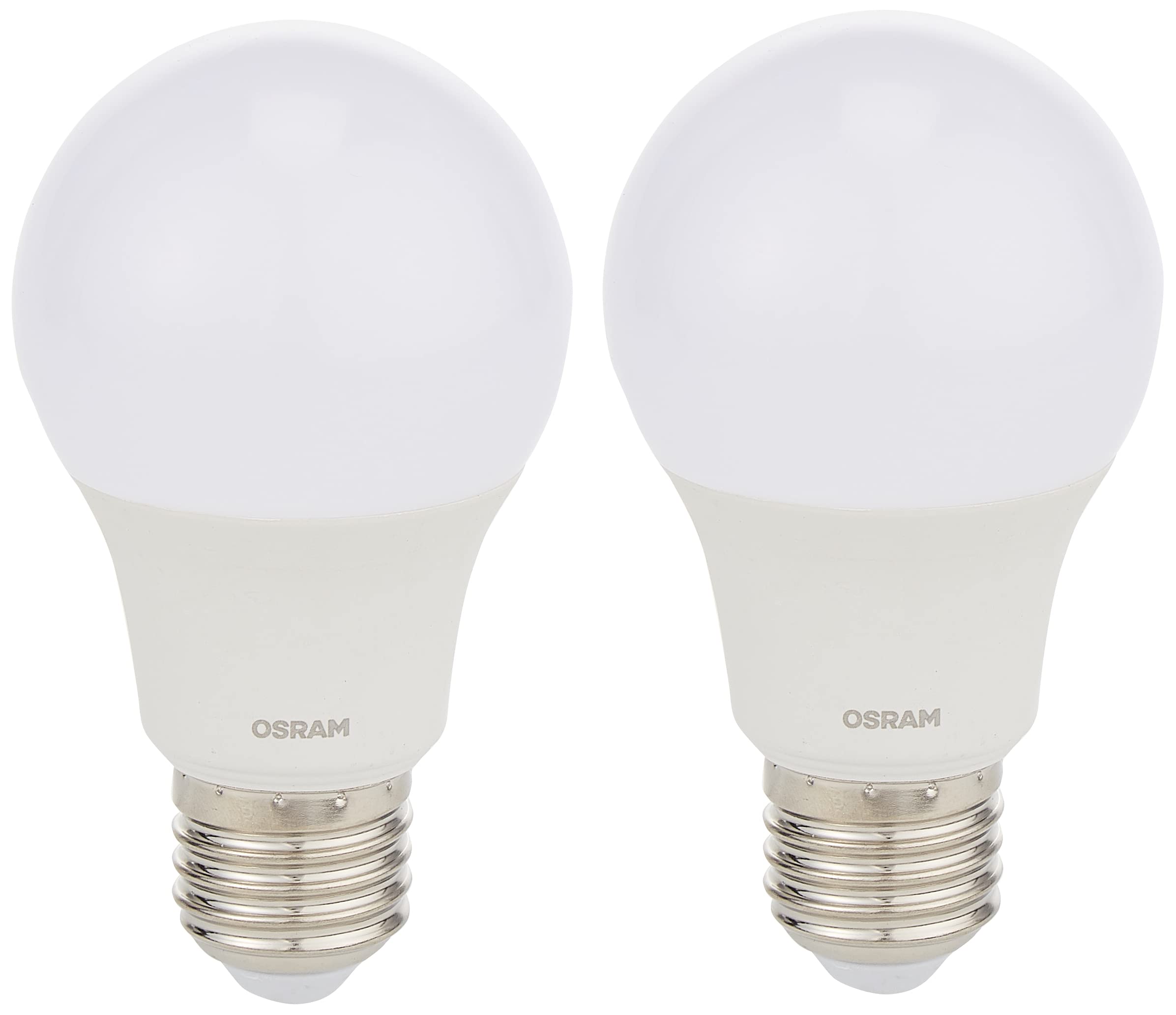 OsRAM Led Value Classic A Frosted Replace 75W 10W, Screw Base E27, Day Light/6500K 750 Lm Pack Of 2, O-Led-Cla-10W-Dfs-2P