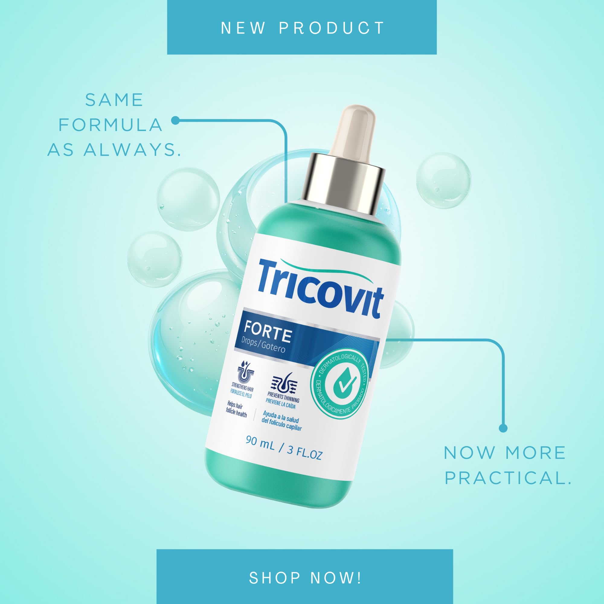 Tricovit Forte Drops - Follicle Stimulating Hair Serum - Hair Growth Serum with Saw Palmetto, Pumpkin Seed & Capsaicin - Dry Scalp Treatment to Regulate Sebum & Prevent Thinning (3 Fl oz)