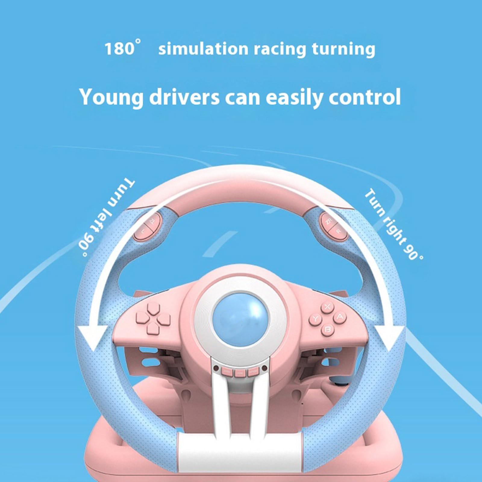Geavonyg USB Multiplataforma Con Rotación De 180° Conducción Doble Motor Y Pedales Controlador Simuladores Carreras Múltiples Plataformas