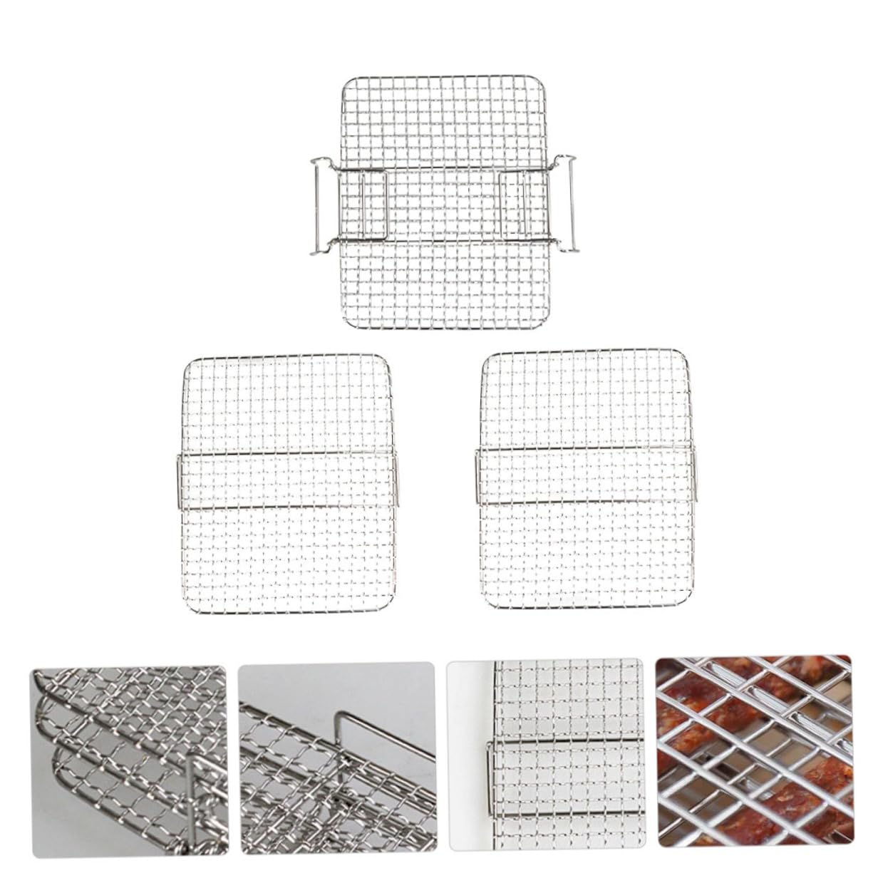 HOMSFOU 1set Reti Per Cottura Vapore e Deidratazione Per Friggitrice Ad Aria Accessori Acciaio Inossidabile Per Grigliate e Cottura Casalinga Compatibile Con Vari Modelli Di Friggitrice Ad
