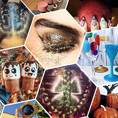 image for LIKEGOR 120g Extra-Fine Glitter Powder, 12 Color Craft Glitter, Multi-