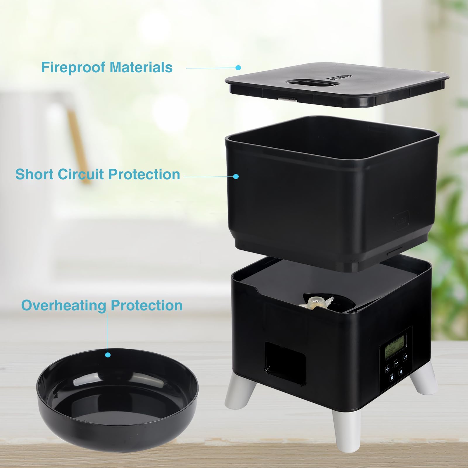 Comedero automático para gatos de 3 litros con comedero elevado para mascotas, programable, apto para comederos de mascotas pequeñas y medianas