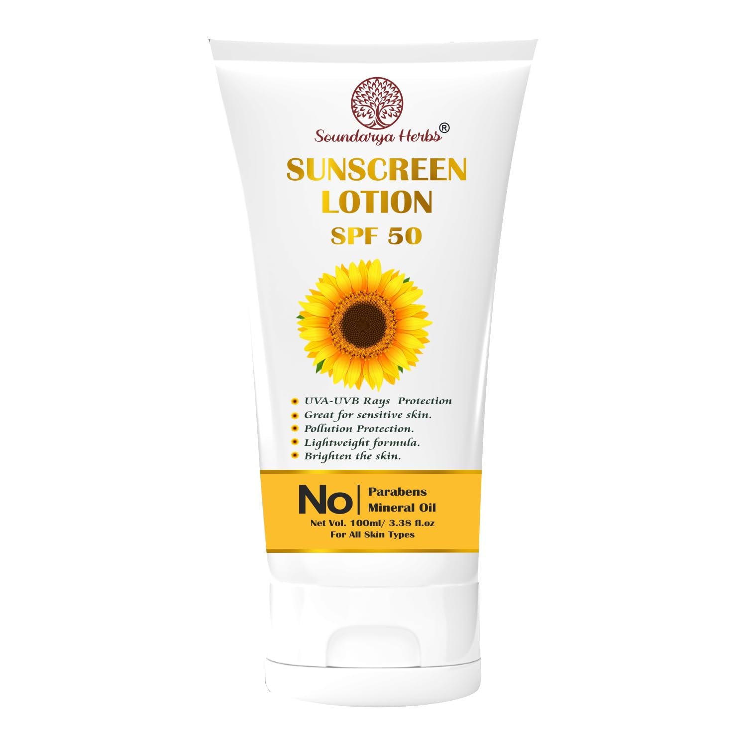 Sunscreen Lotion SPF 50 – 100ml | Broad Spectrum UVA/UVB Protection | No Parabens or Mineral Oil | Lightweight & Non-Greasy | For All Skin Types, Men & Women