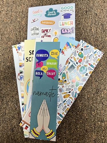 Image of CJ's Designer Class Subject Bookmark Set of 10 (7 x 2 INCHES) with Free Sticker - Perfect for Keeping Students Organized and Motivated, Multi-Color Bookmarks inch
