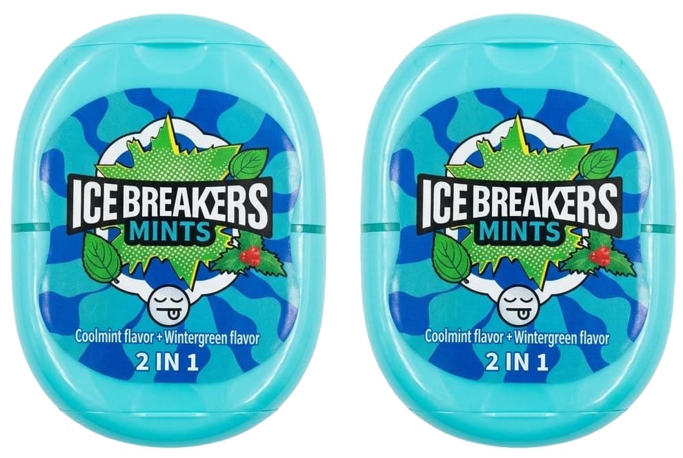 Ice Breakers Mints, 2 in 1 Coolmint and Wintergreen Flavor 20g X Pack of 2, (Product Of USA) From DECADENT FOODS-image-28