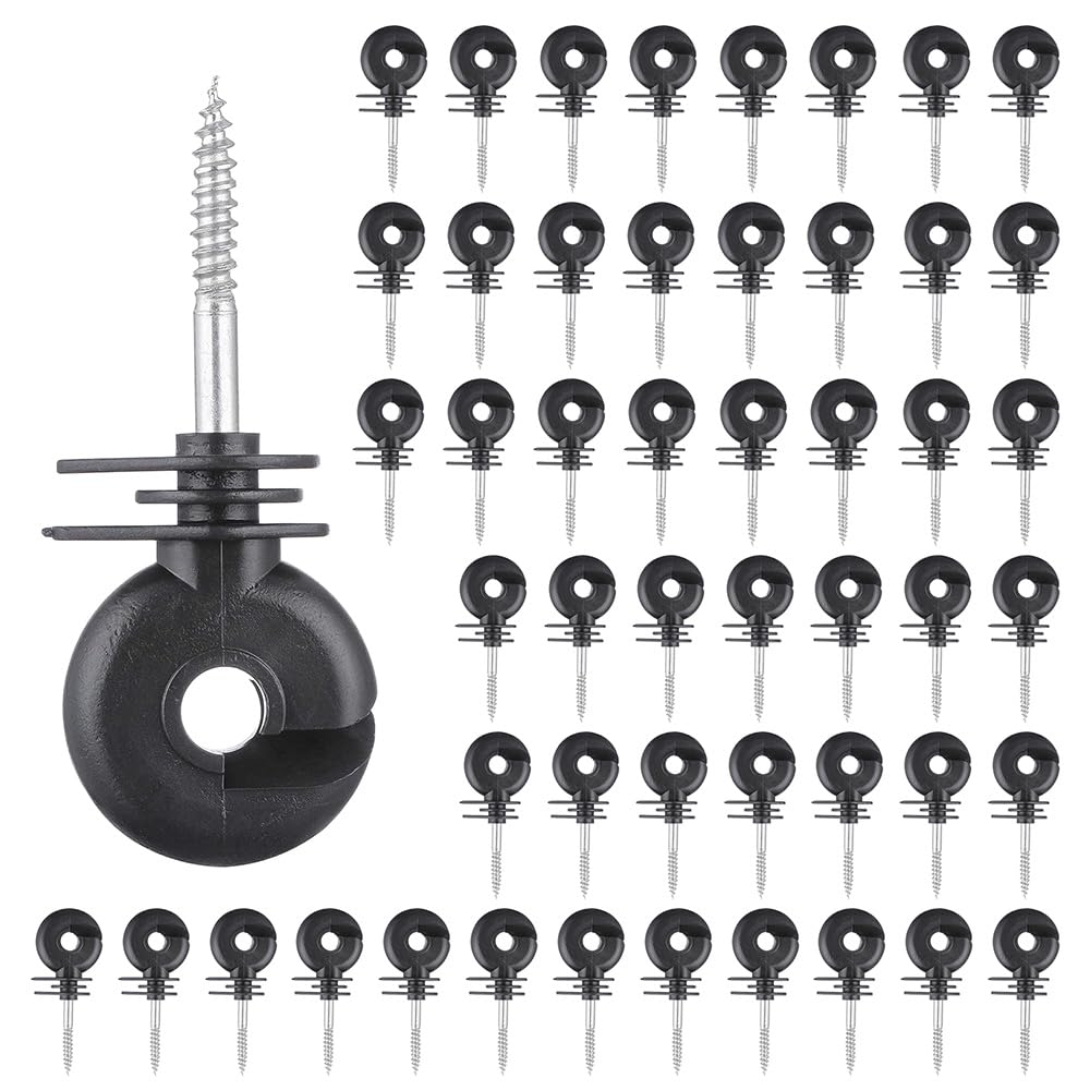 Lot de 50 Isolateur Cloture Electrique, Isolateurs Annulaires pour Piquet Cloture, Poteaux en Bois, Corde, Clôture électrique