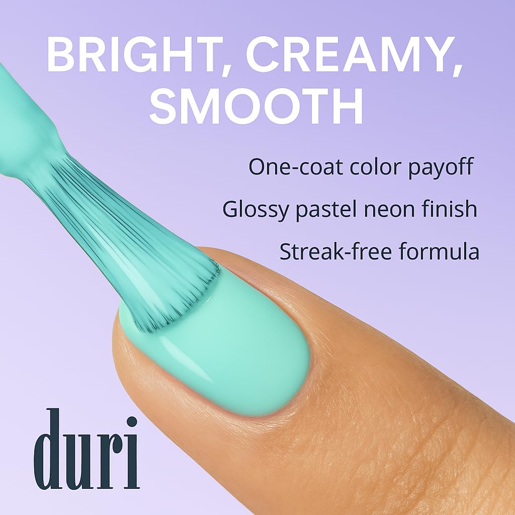 duri Nail Polish Set 4 Pack, Pink Orange Green Blue Neon Pastel Nail Polish Quick Dry Fingernail Lacquer, DIY Salon at Home, Spring Summer Vacation Gift for Girl