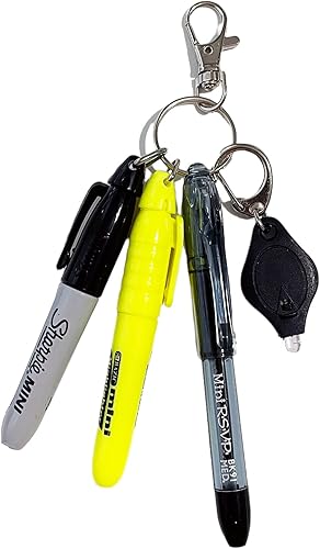 Accesorio para carrete de insignia, color amarillo, mini bolígrafo, marcador permanente, resaltador, luz LED, se fija a tu soporte de insignia,