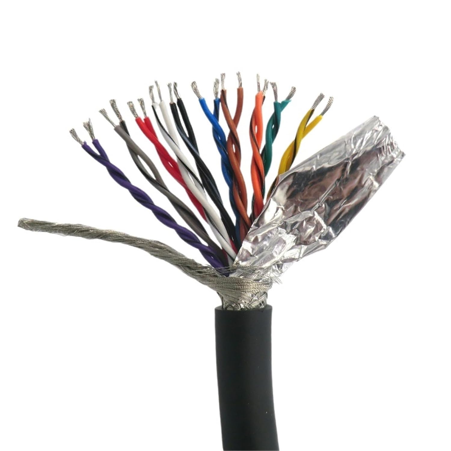 20 core Flexible Shielded Twisted Pair Cable 0.14, 0.2mm² Encoder Cable 26awg 24awg Tinned Copper 485 Signal Control Wire 5m(20C 0.2mm2(24AWG))