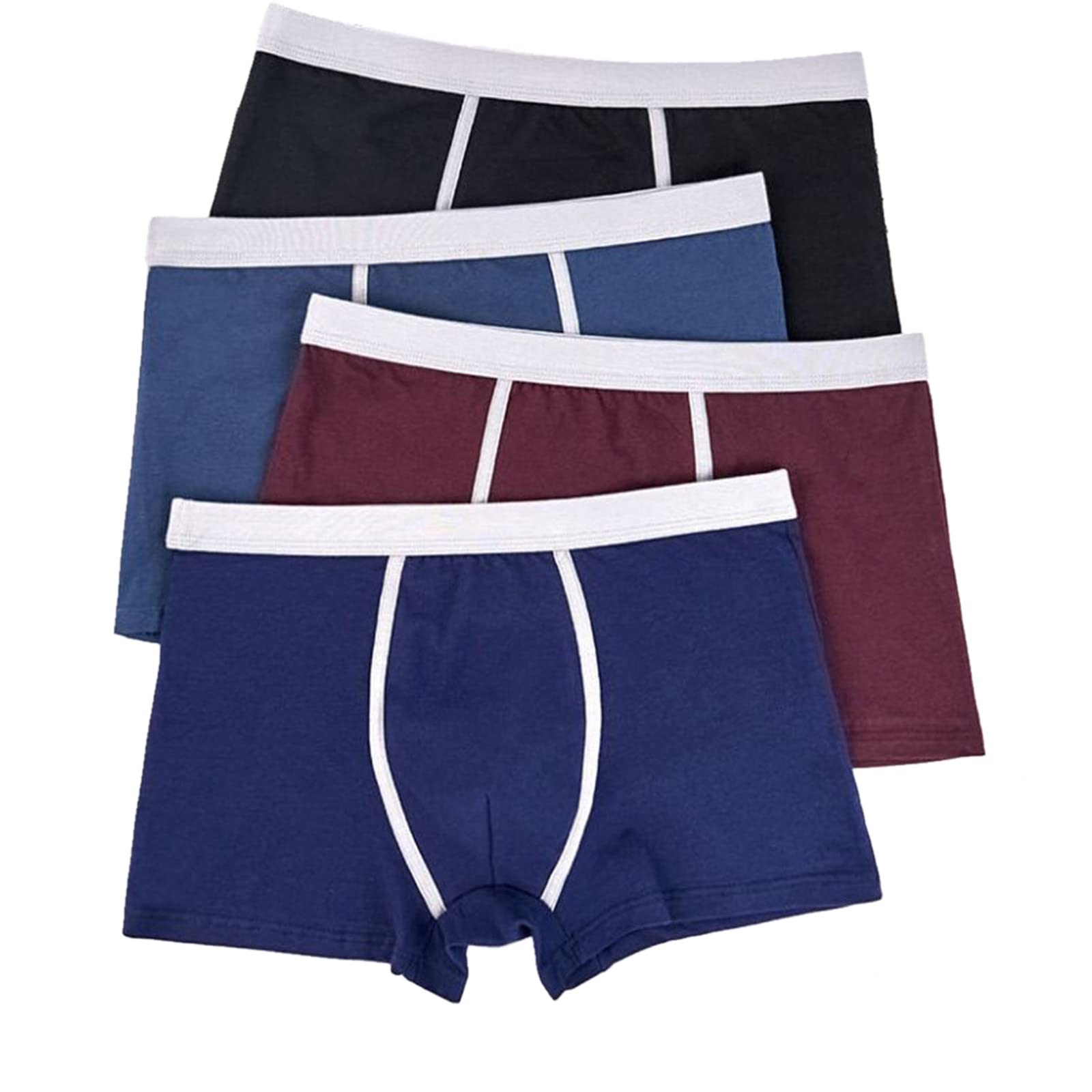 Calzoncillos Hombre Calzoncillos del Boxeador De Color De La Ropa Interior De Los Hombres De Algodón Puro Sin Costuras Laterales 4 Piezas