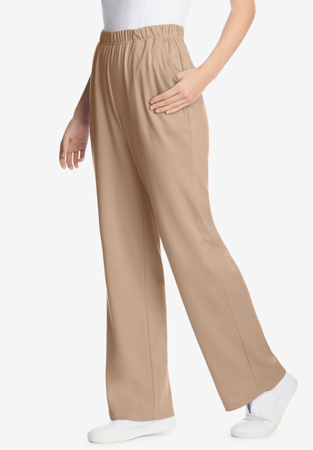 Woman Within Plus Size 7-Day Knit Wide-Leg Pull-On Pants - Image 3
