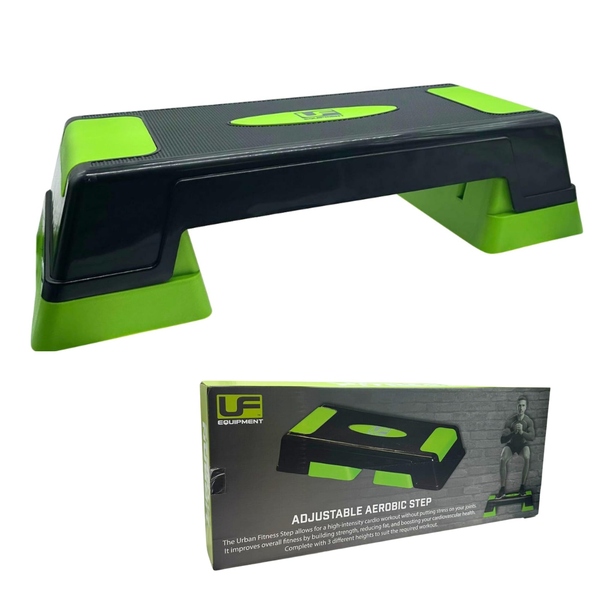Urban Fitness Adjustable Aerobic Step Charcoal/Green, K-REY-UFA248