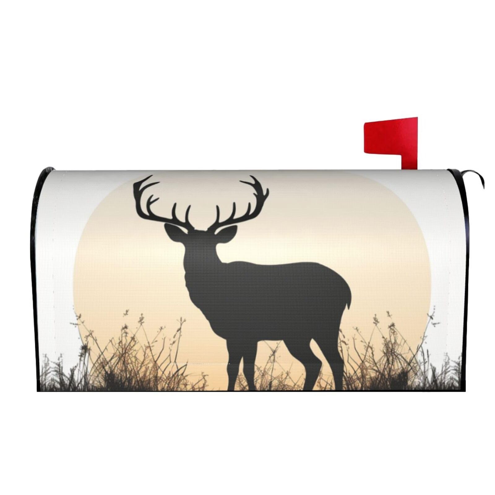 Spring Summer Mailbox Covers Magnetic Letter Post Box Cover Deer Silhouette Mailbox Wrap Decoration Mailbox Post Cover for Garden Yard Outside Welcome Decor 21x18 in