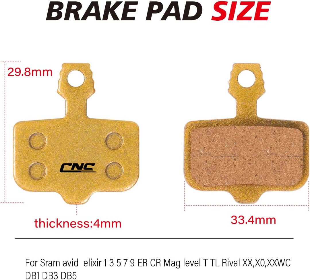 Bicycle Disc Brake Pads for Avid Elixir 1 3 5 7 9 ER CR Mag,Bike Brake Pads for Sram Level T TL Rival XX,X0,XXWC DB1 DB3 DB5 MTB Brake Pads. （Resin/Semi-Metallic）