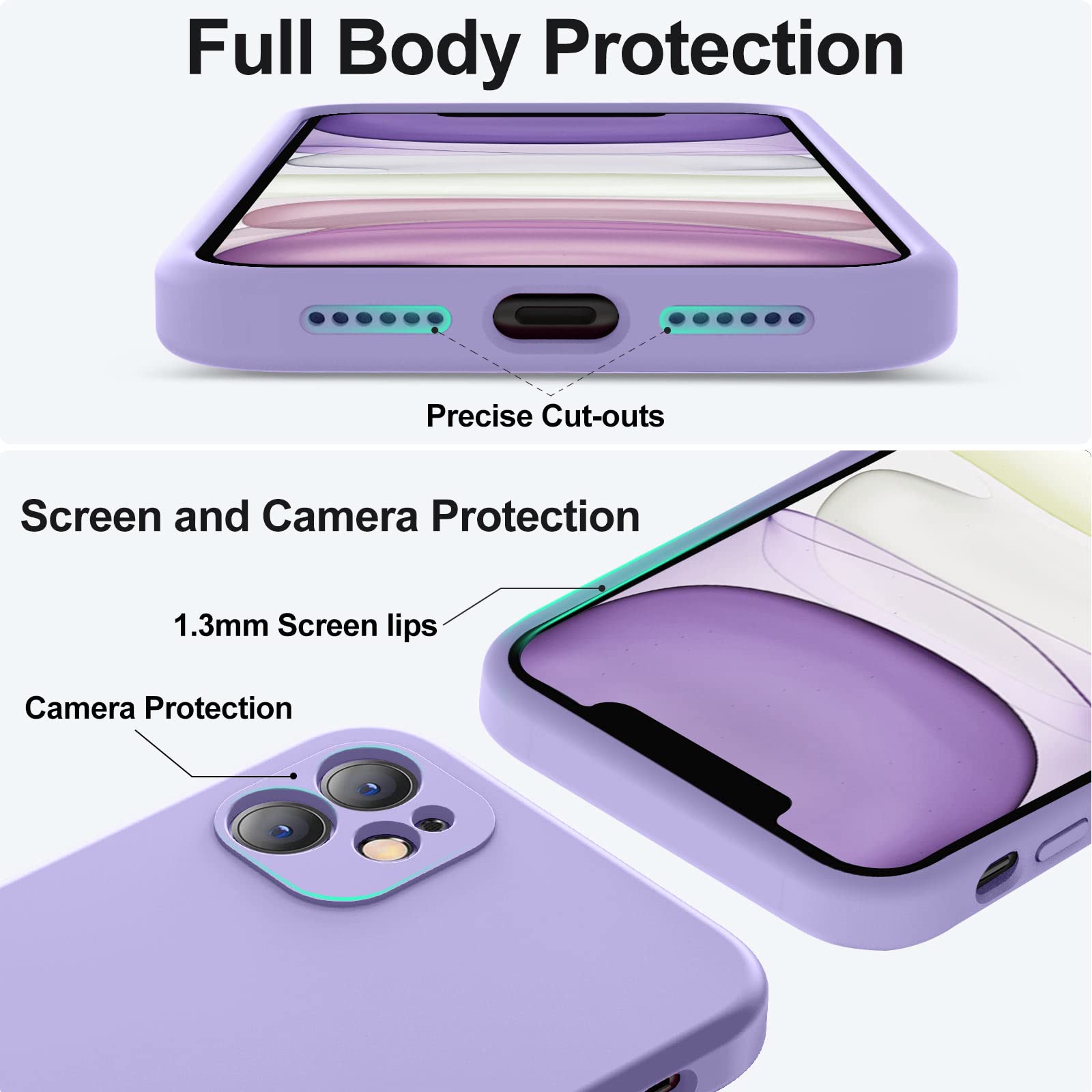 Vooii Funda compatible con iPhone 11, silicona líquida mejorada con [bordes cuadrados] [protección de cámara] [forro de microfibra suave antiarañazos] funda de teléfono para iPhone 11 de 6.1 pulgadas,
