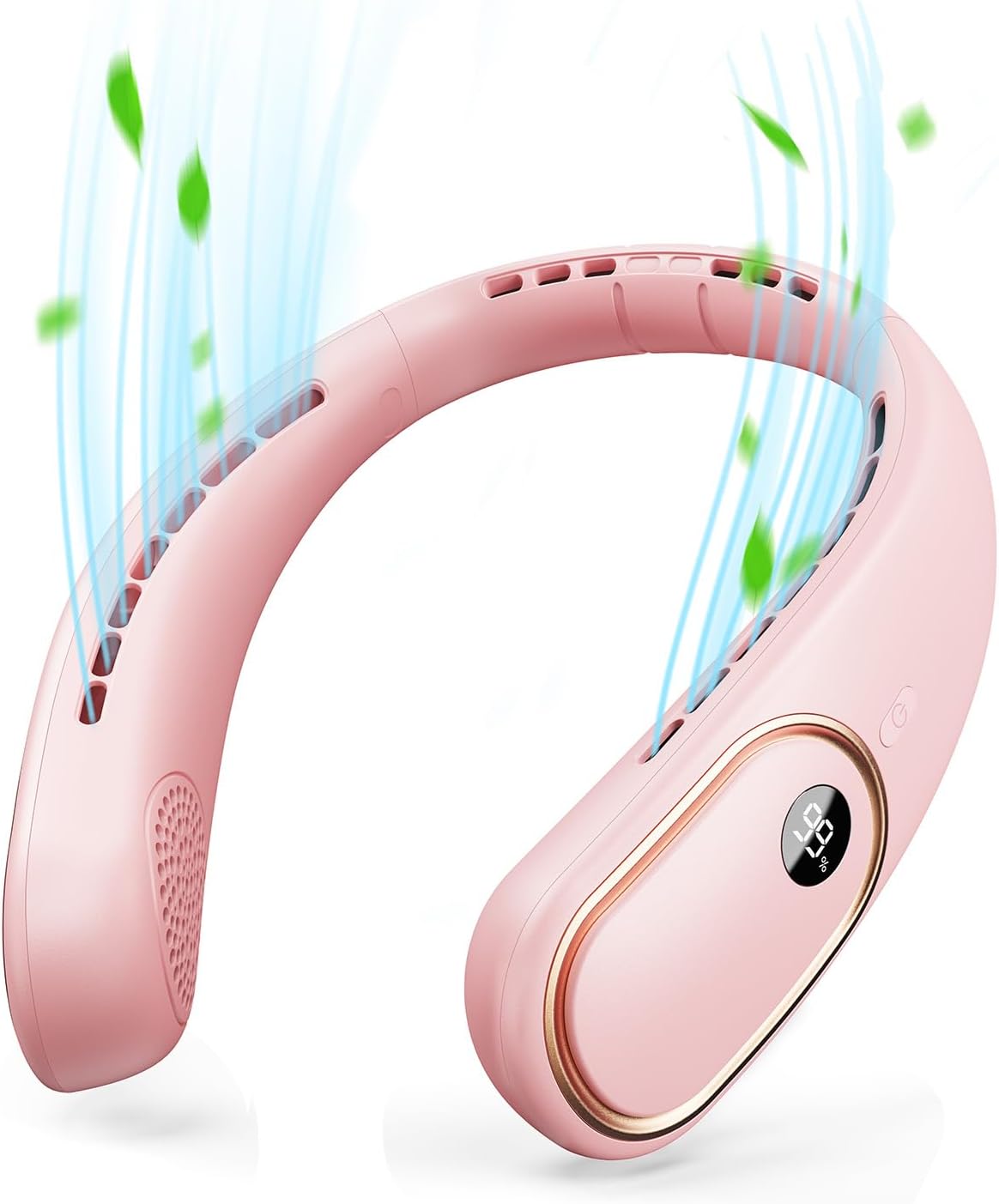 Neck Fan Rechargeable - 5000mAh Portable Neck Fan with Digital Display, 4 Speeds 75% Stronger Cooling, Hands-Free Personal Fan for Women/Men/Kids, Type-C Fast Charge, Gift-Ready Packaging Pink